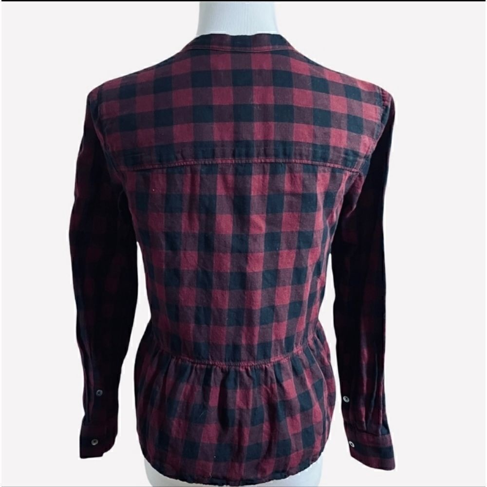 Madewell Peplum Checked Cotton Linen Button Down Shirt - Picture 5 of 13